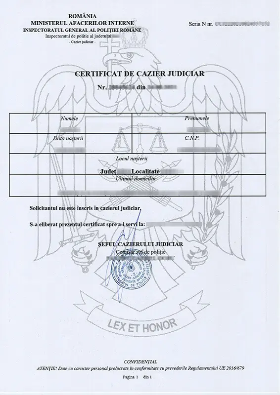 Cazier judiciar de la 194 RON image
